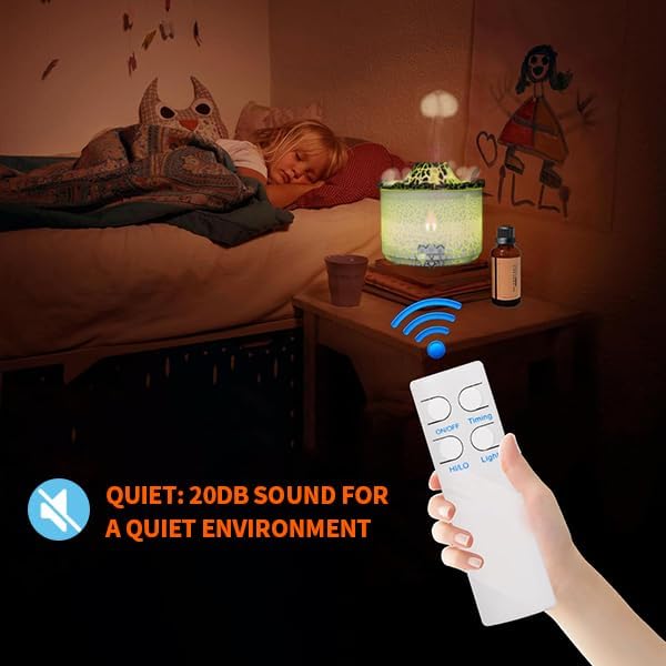 BOHOFAM Essential Oil Diffuser 360ML,Volcano and Flame Diffuser/Humidifier 2 Mode,Diffusers for Home with 7 Colorful Light,Included 4 Hotel Collection Diffuser Oil for Bedroom(White Translucent)