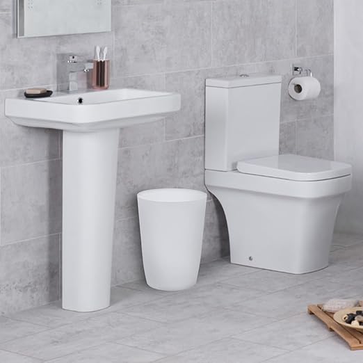 Mini Waste Basket - Durable Small Plastic Garbage Trash Can Bin - Lidless Open-Top Rectangular Slim Profile for Compact Spaces - Suitable for Home, Bathroom, Office, Bedroom, Kitchen and More, White