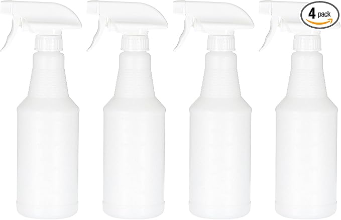PATIKIL 500ml/16oz Plastic Spray Bottles, 4pcs Adjustable Nozzle Leak Proof Empty Water Mist Stream Sprayer for Cleaning Solutions Plants Hair, White