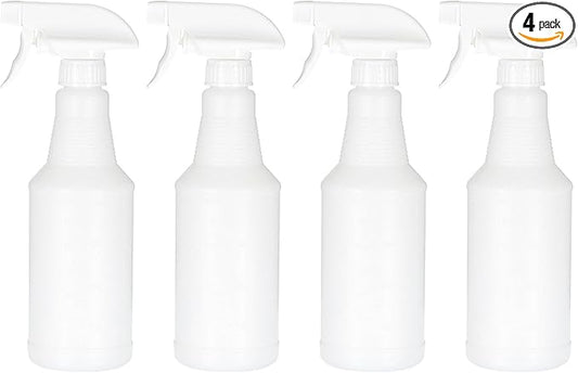 PATIKIL 500ml/16oz Plastic Spray Bottles, 4pcs Adjustable Nozzle Leak Proof Empty Water Mist Stream Sprayer for Cleaning Solutions Plants Hair, White