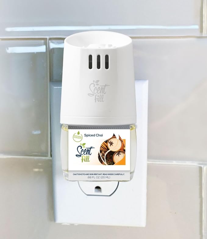 Scent Fill Spiced Chai Plug in Air Freshener, Scented Oil Refills, 2 Refills + Diffuser