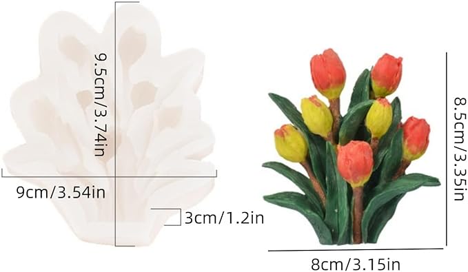 3D Flower Bouquet Candle Soap Silicone Molds Fondant Chocolate Candy Cake Decorating Mould Resin Clay Baking Pastry Tools (Tulip)