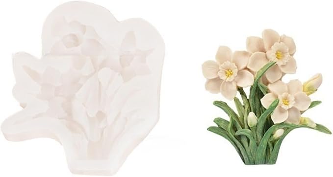 3D Flower Bouquet Candle Soap Silicone Molds Fondant Chocolate Candy Cake Decorating Mould Resin Clay Baking Pastry Tools (Narcissus)