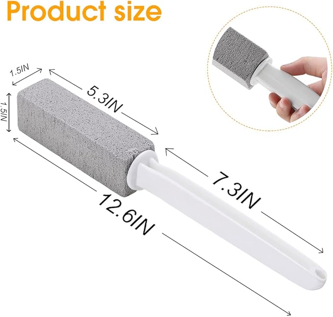 2 Pack Toilet Cleaner Hard Water Build up Remover with Ergonomic Handle, Toilet Bowl Stain Ring Remover, Pumice Cleaning Stone with Handle for Kitchen/Bathroom/Pool/Household Cleaning