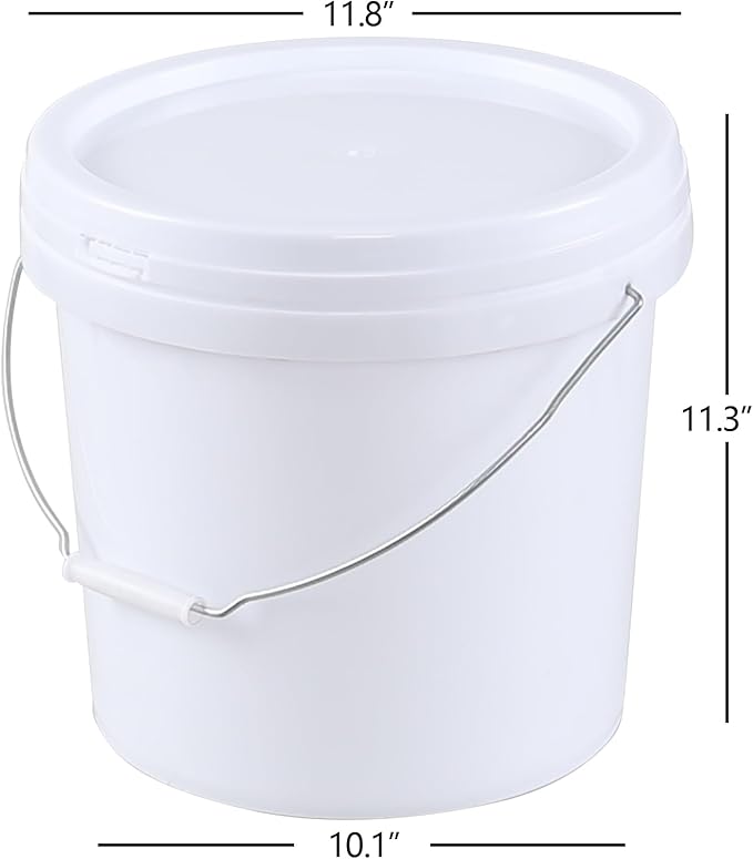 4-Pack 15 Liters White Food Grade Storage Buckets, Plastic Paint Pails with Lids