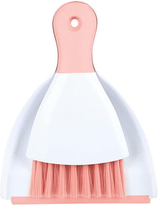 Dust Pan Broom Brush Dustpan - Dustpan and Brush Set, Mini Dust Pans with Brushes, Handheld Broom Cleaning for Tables, Keyboards, Guinea Pig Cage, and Cat Litter, etc.(Pink