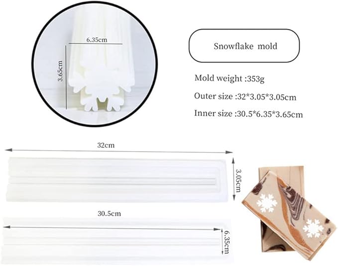 Snowflake Tube Column Silicone Soap Mold Embed Soap Making Supplies Tool Heart Shape Candle Mold Set Soap Mould
