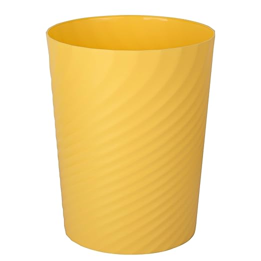 UUJOLY Plastic Small Trash Can Wastebasket, Garbage Container Basket for Bathrooms, Laundry Room, Kitchens, Offices, Kids Rooms, Dorms, (Yellow, 1.8 Gallon)