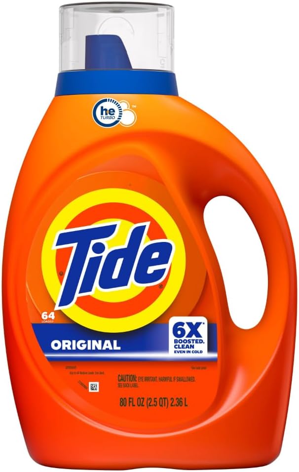 Tide Liquid Laundry Detergent, Original Scent, 80 fl oz, 64 Loads, Boosted Clean Even in Cold Water with Concentrated Washing Soap