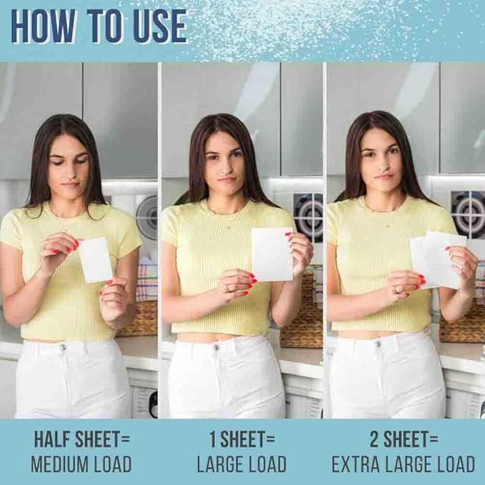 Laundry Detergent Sheets - 50 Strips (25 Sheets) | Earth Friendly Fresh Scent Plastic Free Travel Laundry Soap