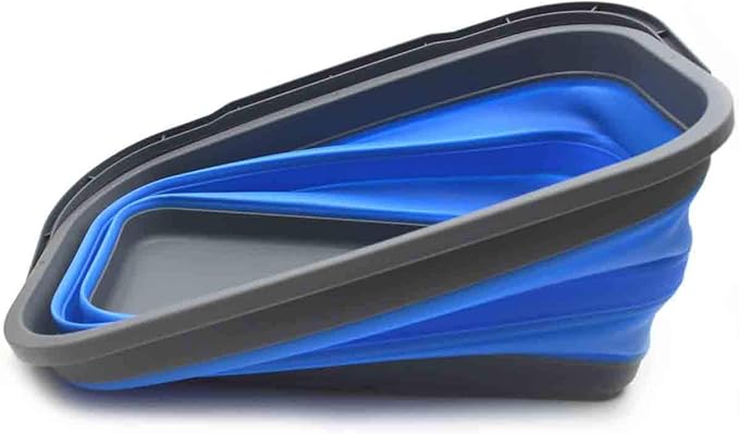 SAMMART Set of 2-11.6L (3.06 Gallon) Collapsible Rectangular Handy Basket/Bucket (Blue, 2)