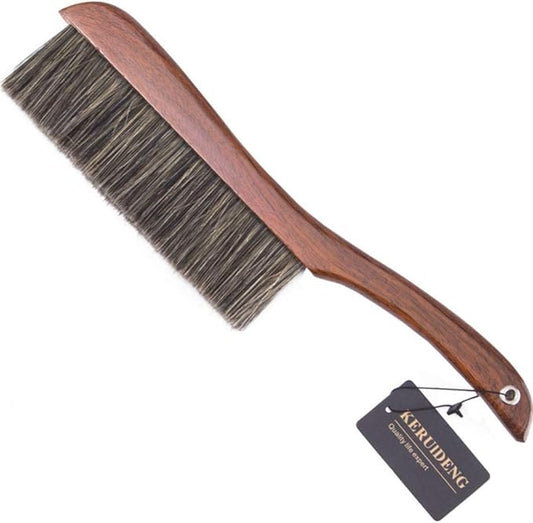 Hand Broom Counter Duster Dusting Brush for Home Cleaning, Soft Dust Brush with Long Wooden Handle for Bed Sofa Furniture Couch Bench Car, 15''Length