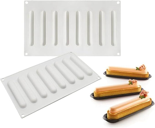 Stick Shape Ice Tray Non-Stick Easy Release Push Popsicle Out Cylinder Silicone Ice Cube Tray Jelly Chocolate Mold (Rectangle H_11.6 X6.84 X0.4inch)