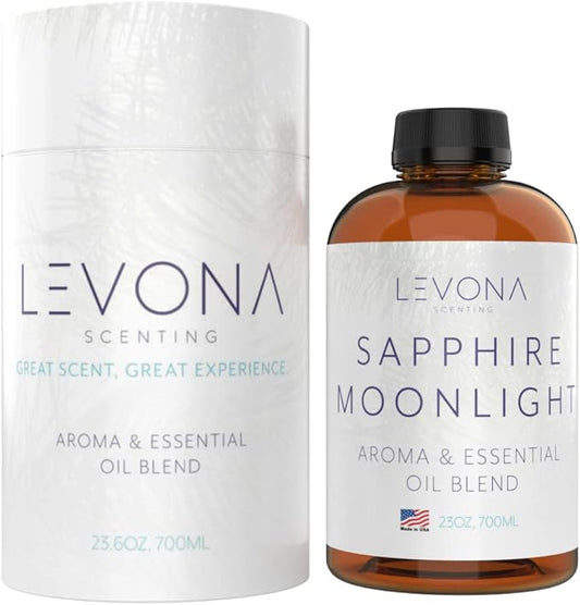 LEVONA Scent 100% Pure Essential Oils for Diffusers and Humidifier, 700ml Aromatherapy Scented Oils Perfect for Sleep, Relaxation and Stress Relief, Made in USA (Sapphire-Moonlight, 700ml)