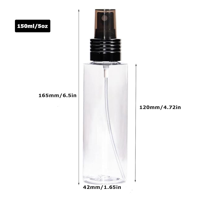 Yebeauty Empty Spray Bottles for Essential Oils, 5oz Refillable Clear Plastic Misting Spray Bottles Atomizer Fine Mister Spray Bottle for Beauty Products, Cleaning, Pack of 2