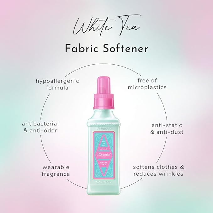 Laundrin Laundry Softener White Tea, 2pk - Fabric Softener Liquid - Eco-Friendly & Plant-Based Softener - Laundry Scent Boosters - Laundry Fabric Softener - Fabric Scent Softener, Health & Household