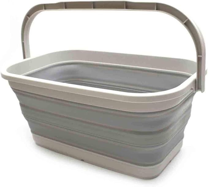 SAMMART 11.6L (3.06 Gallon) Collapsible Rectangular Handy Basket/Bucket (Grey, 1)