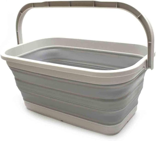 SAMMART 11.6L (3.06 Gallon) Collapsible Rectangular Handy Basket/Bucket (Grey, 1)