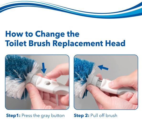 Unger Toilet Brush Replacement Heads, 2 Pack, Bathroom Cleaning Supplies, Hygienic and Durable Scrubber with Non-Scratch Bristles, Scrub Hard-to-Reach Areas