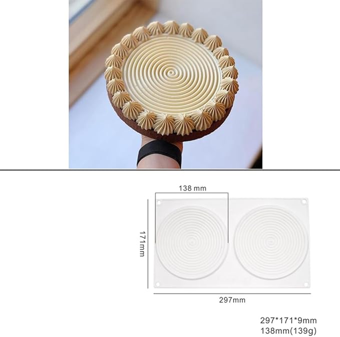 Round Spiral Shaped Cake Silicone Baking Mold DIY Spiral Silicone Candy Mould (Round Spiral B_11.88 X6.84X 0.36 inch)