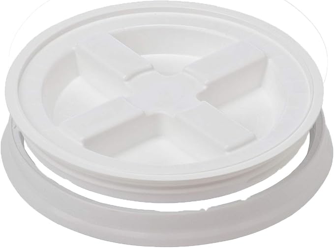 5 Gallon White Plastic Buckets and 5 Gallon Gamma Seal Lids | Combo Pack of Six (6) Buckets and Six (6) Gamma Seal Lids