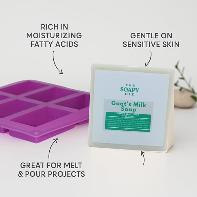 The Soapy Biz DIY Goat Milk Soap Kit with Silicone Mold – Perfect Bar Shapes Every Time – Makes 4-6 Bars – Easy Melt & Pour – Great for Beginners & Gift Giving
