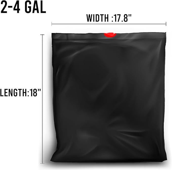2-4 Gallon Trash Bags Drawstring, 100 Count Bulk, Black & Unscented Small Multi-purpose Garbage Bags for Business Home Bathroom Kitchen Commercial and Industrial