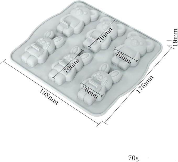 Candy Animal Silicone Mold Rabbit Bear Shape Chocolate Soap Cake Decorating DIY Kitchenware Bakeware Ice Mold Baking Tools (Rabbit Bear R_7.92 X7 X0.76 inch)