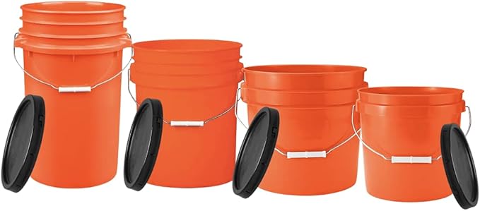 House Naturals Food Grade Plastic Buckets 7, 5, 3.5, 2 Gallon (Pack of 4) with lids Container- BPA Free