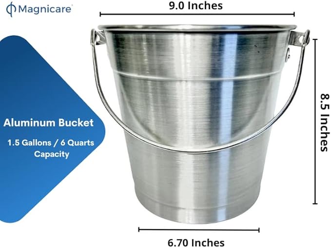 Aluminum Small Metal Bucket with Handle – Ideal Flower Bucket for Garden or Beer, Party, Ice | Buckets for Drinks, Storage, Decor – 1.5 Gallon Capacity