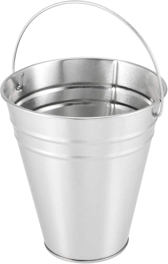 SINJEUN 30 Pack 4.5 x 5 Inch Galvanized Metal Buckets, Silver Metallic Pails with Handle, Mini Tinplate Tin Pails for Craft, Ice, Candy Snack, Flower Decoration