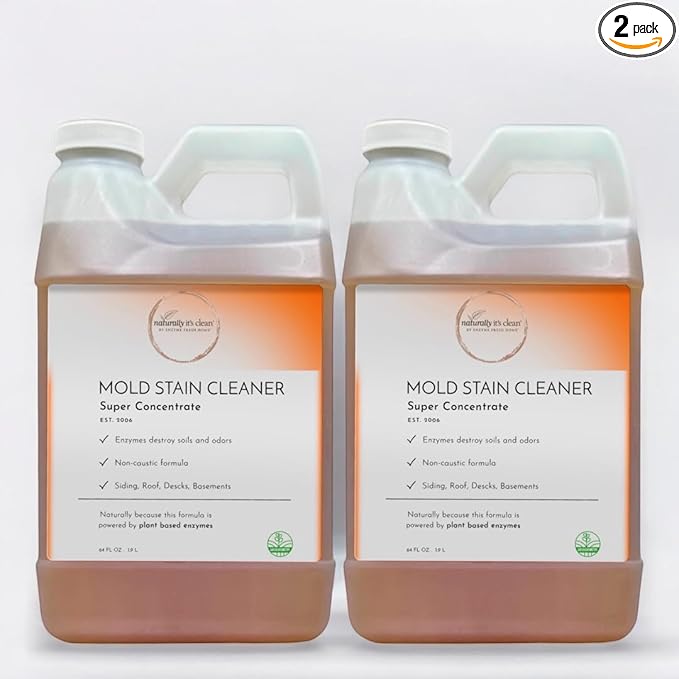 naturally it's clean Mold Stain Cleaner Concentrate | Super Concentrated Formula Makes up to 64 Gallons | 64oz Bottles, Pack of 2