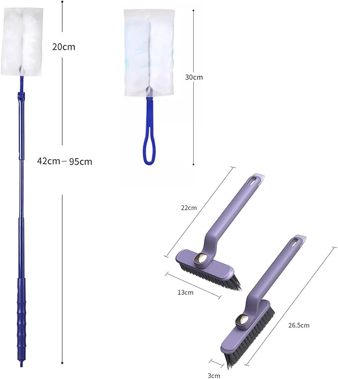 44 pcs Duster Refills for Swiffer Dusters, 40 Count Disposable Duster Refill Heavy Duty Dusters Refills Replacement Head 1 Long-Handled Brush and 2 Short-Handled Brushes, with 1 Cleaning Brush