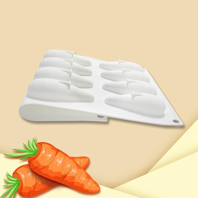 3D Carrot Bunny Silicone Mold for Baking Chocolate Mousse Cake Ice Cream Dessert Pastry Mould Decorating Tools (Carrot K_11.76 X6.8 X0.72inch)