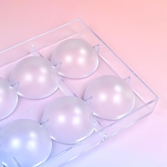 TUKE Semi-Sphere Chocolate Mold Polycarbonate Hemisphere Mold for Chocolate Making, Candy, Baking, Ice Cube, Soap 2.36inch Diameter (D_Semi-Circle)