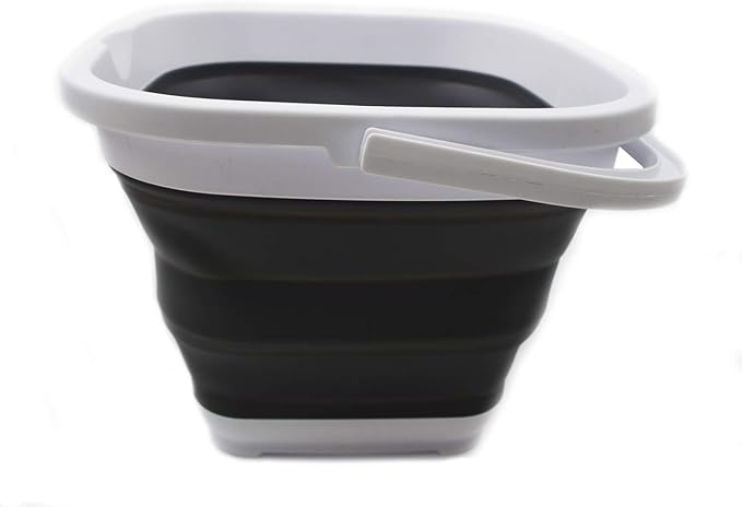 SAMMART 11L (2.9 Gallon) Collapsible Rectangular Handy Bucket (1, White/Grey)