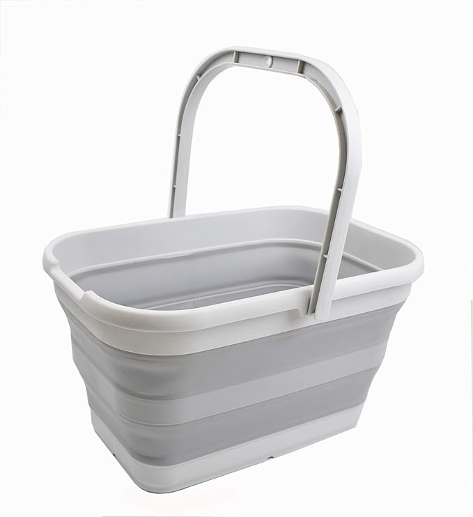 SAMMART 12L (3.17 Gallon) Collapsible Rectangular Handy Bucket (1, Grey)