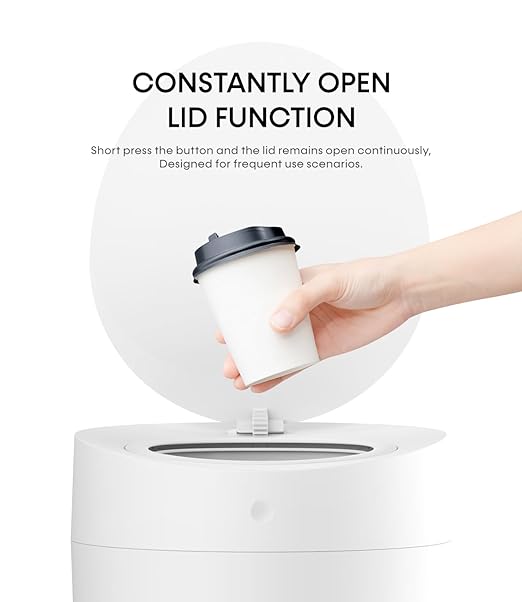 TOWNEW T AIR ONE Smart Trash Can, 2.6 Gallon Automatic Garbage Can with Self-Sealing and Self-Changing, Motion Sense Activated Rechargeable Trashcan for Living Room Bedroom Workshop Kitchen, White