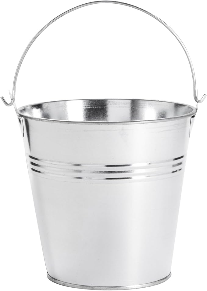 Juvale Galvanized Metal Buckets - 12 Pack, Silver, 4.7 in - Mini Metal Buckets with Handles for Party Decorations & Crafts