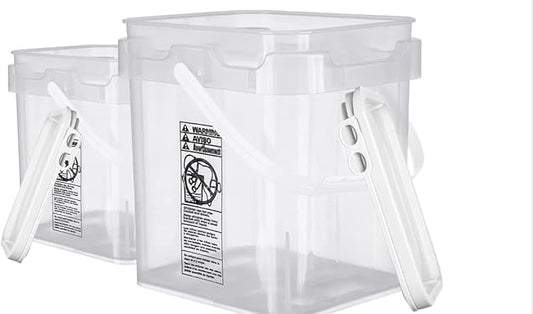 House Naturals Clear Food Grade Made in USA Plastic Bucket with lids, (Pack of 2) (5 Gallon)