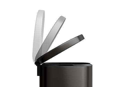 Garvee 13 Gal (50L) and 2.6 Gal (10L) Metal Trash Can Combo Set, Rustproof Garbage Can with Lid, Step-on Trash Bin with Inner Bucket, Rear Handle, Black