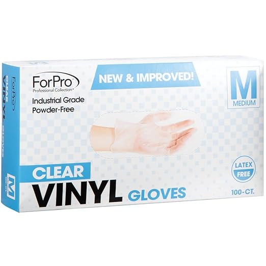 ForPro Disposable Vinyl Gloves, Clear, Industrial Grade, Powder-Free, Latex-Free, Non-Sterile, Food Safe, 2.75 Mil. Palm, 3.9 Mil. Fingers, Medium, 100-Count (Pack of 10)
