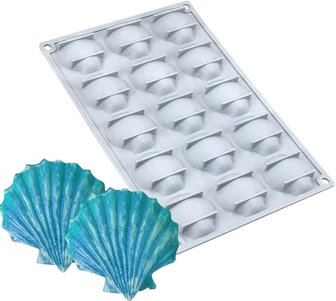 mostsom Silicone Sea Shell Mold Baking Mould Ice Cube Tray Shell Shape Silicone Mold for Chocolate, Soap, Candle, Fondant Birthday Cake Decoration and Jelly (Sea Shell J)