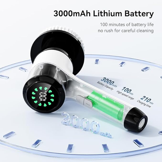 Electric Spin Scrubber for Cleaning-2 Adjustable Speeds,8 Cleaning Brushes,Cordless Cleaning Tools, Shower Scrubber with Long Handle,Power Scrubbers for Cleaning Bathroom, Tile Tub