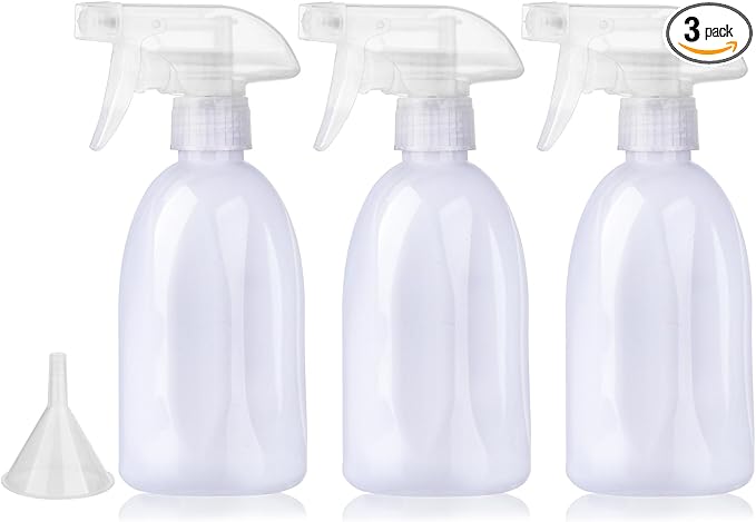 Bynccea Empty White Plastic Spray Bottles 13.5oz/400ml Adjustable Nozzle Mist/Stream Water Spray Bottle Heavy Duty Spraying Bottles Plant Mister Spray Bottle for Cleaning Solutions, Plants, Hair