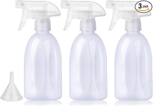 Bynccea Empty White Plastic Spray Bottles 13.5oz/400ml Adjustable Nozzle Mist/Stream Water Spray Bottle Heavy Duty Spraying Bottles Plant Mister Spray Bottle for Cleaning Solutions, Plants, Hair