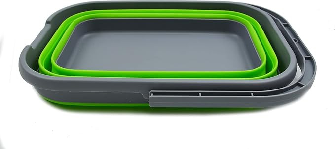 SAMMART 12L (3.1 Gallon) Collapsible Rectangular Handy Bucket (1, Dark Grey/Green)