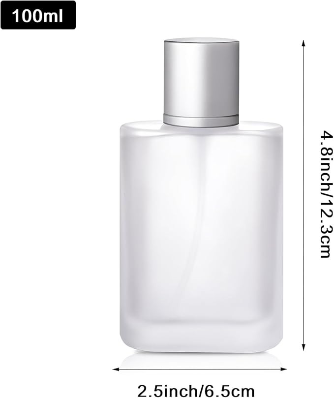 100ml/3.4 Oz Frosted Glass Spray Bottle Perfume Atomizer,Refillable Perfume Spray Bottle Perfume Bottles Empty with 3 Kinds of Perfume Dispenser (Frosted Glass 100ml)