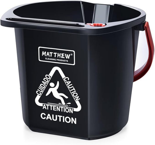 Matthew Cleaning 4.2 Gallon Mop Bucket, Heavy Duty Plastic Cleaning Bucket with Built-in Pour Spout, Mop Holder and Comfort Grip Handle, House and Commercial Cleaning Supplies, 1 Pack Black