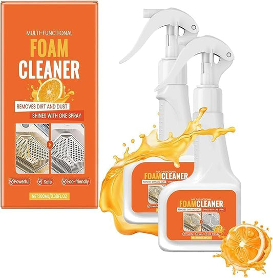 Multi Functional Foam Cleaner, 3.38 Fl Oz Multipurpose Foam Cleaner Spray, Kitchen Heavy Duty Cleaner Spray, No Rinse Foaming Formula Cleaning Tools for Stoves, Pots, Countertops and Appliances (2)